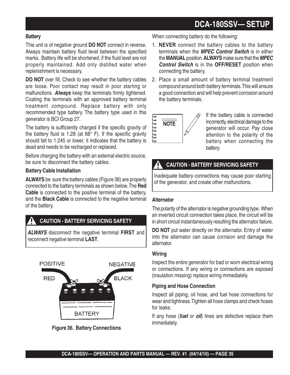 1dca-180ssv— setup | Multiquip MQ Power Whisperwatt 60 Hz Generator DCA-180SSV User Manual | Page 35 / 84