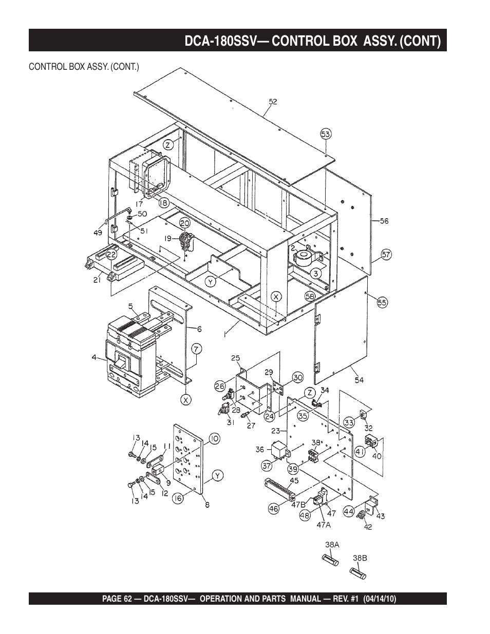 Dca-180ssv— control box assy. (cont) | Multiquip MQ Power Whisperwatt 60 Hz Generator DCA-180SSV User Manual | Page 62 / 84