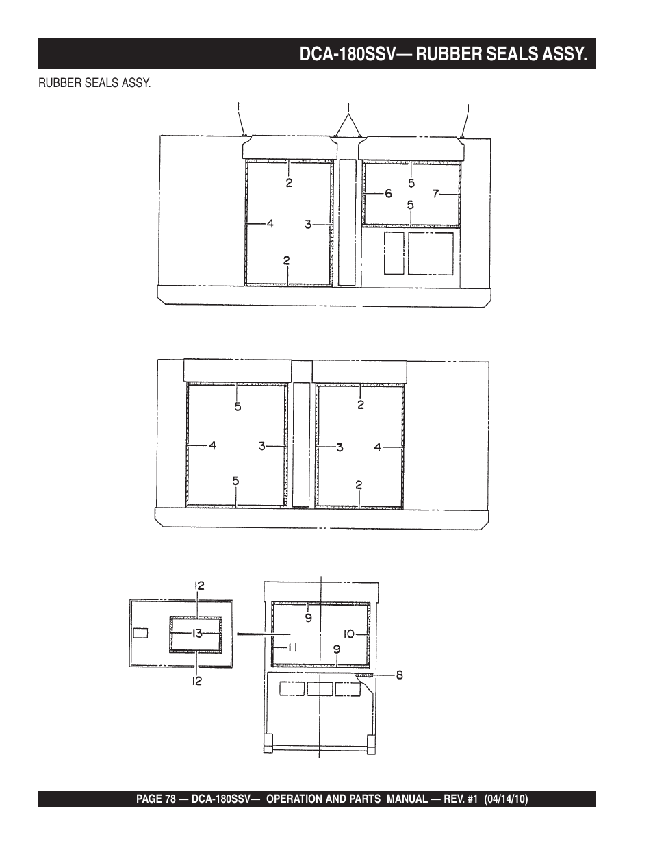 Dca-180ssv— rubber seals assy | Multiquip MQ Power Whisperwatt 60 Hz Generator DCA-180SSV User Manual | Page 78 / 84