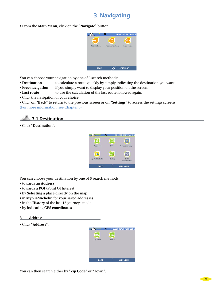 3_navigating | Michelin X970 User Manual | Page 13 / 100