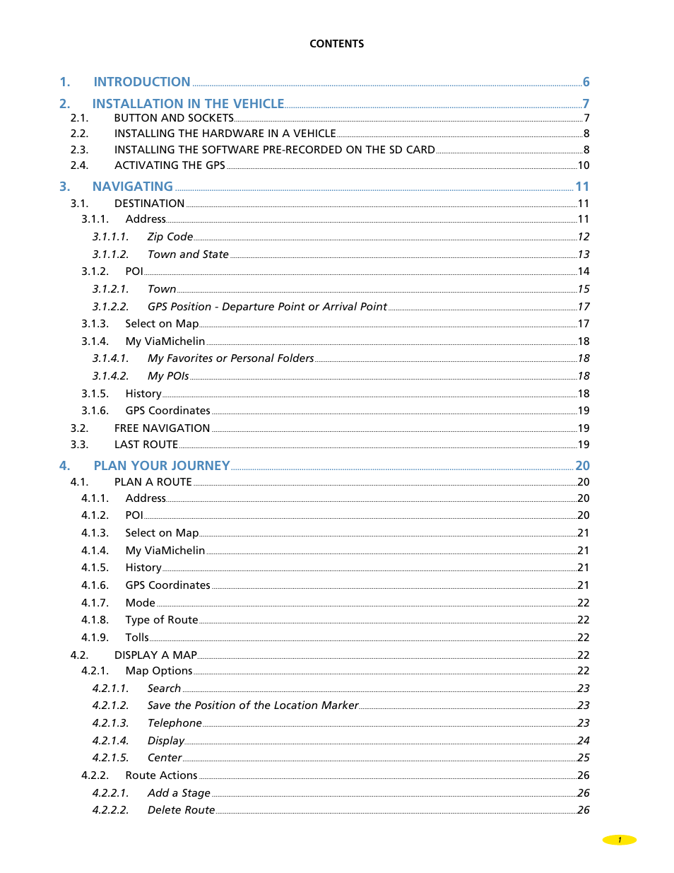 Introduction, Installation in the vehicle, Navigating | Plan your journey | Michelin X970 User Manual | Page 3 / 100