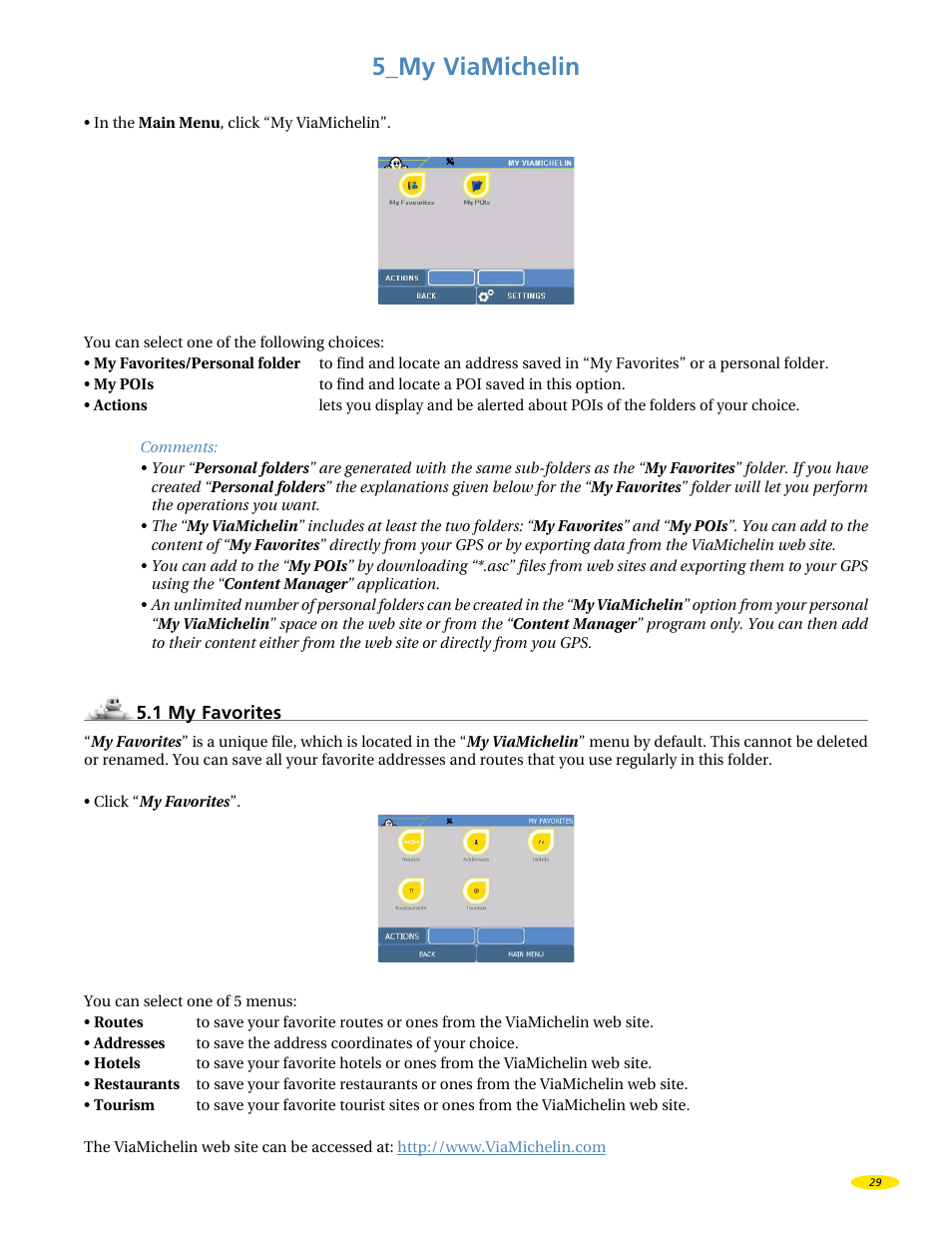 5_my viamichelin | Michelin X970 User Manual | Page 31 / 100