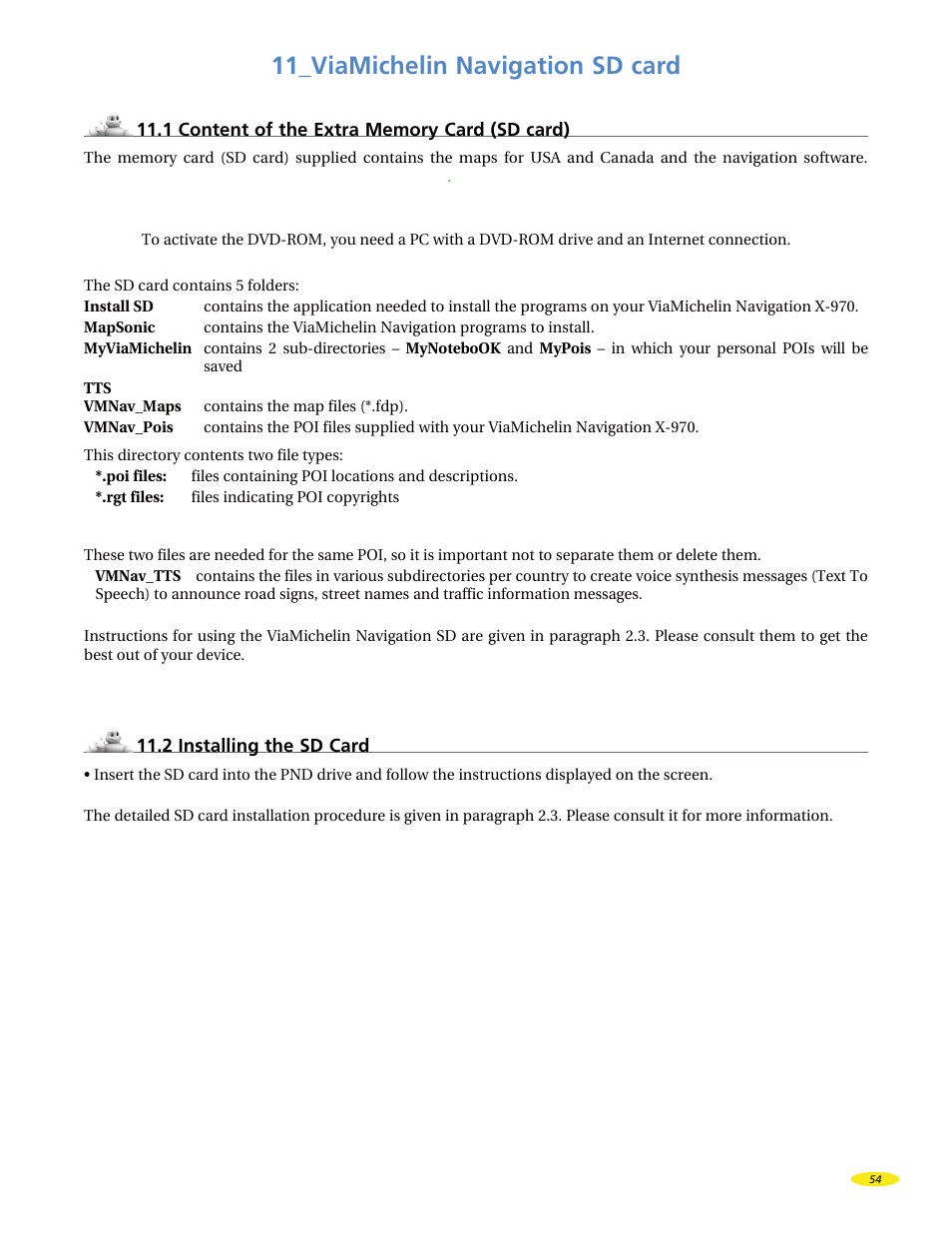 11_viamichelin navigation sd card | Michelin X970 User Manual | Page 56 / 100