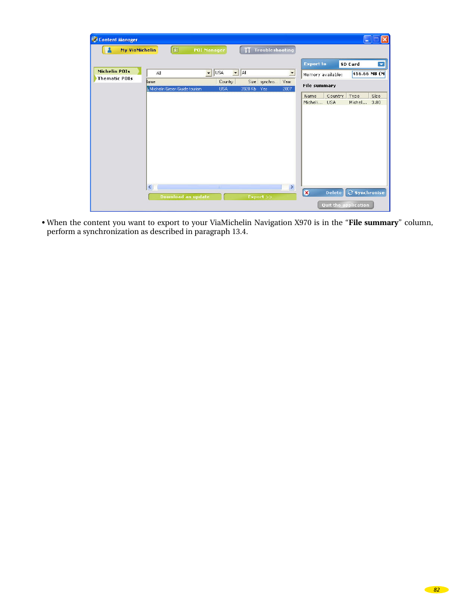 Michelin X970 User Manual | Page 84 / 100