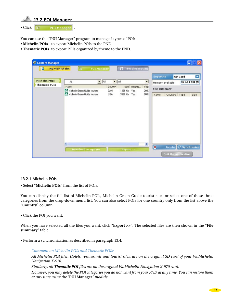 Michelin X970 User Manual | Page 85 / 100