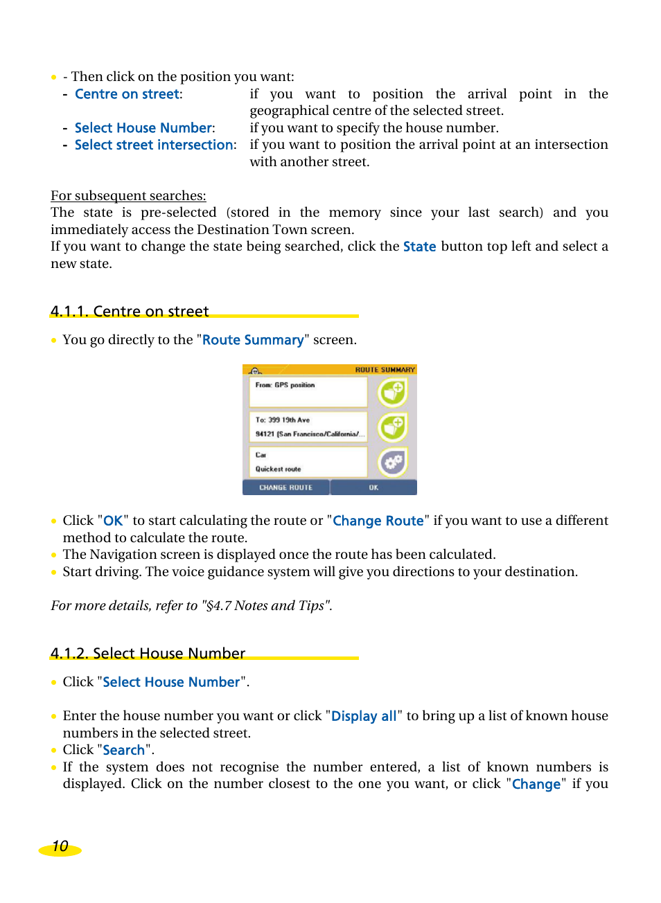 Centre on street, Select house number | Michelin Navigation User Manual | Page 14 / 89