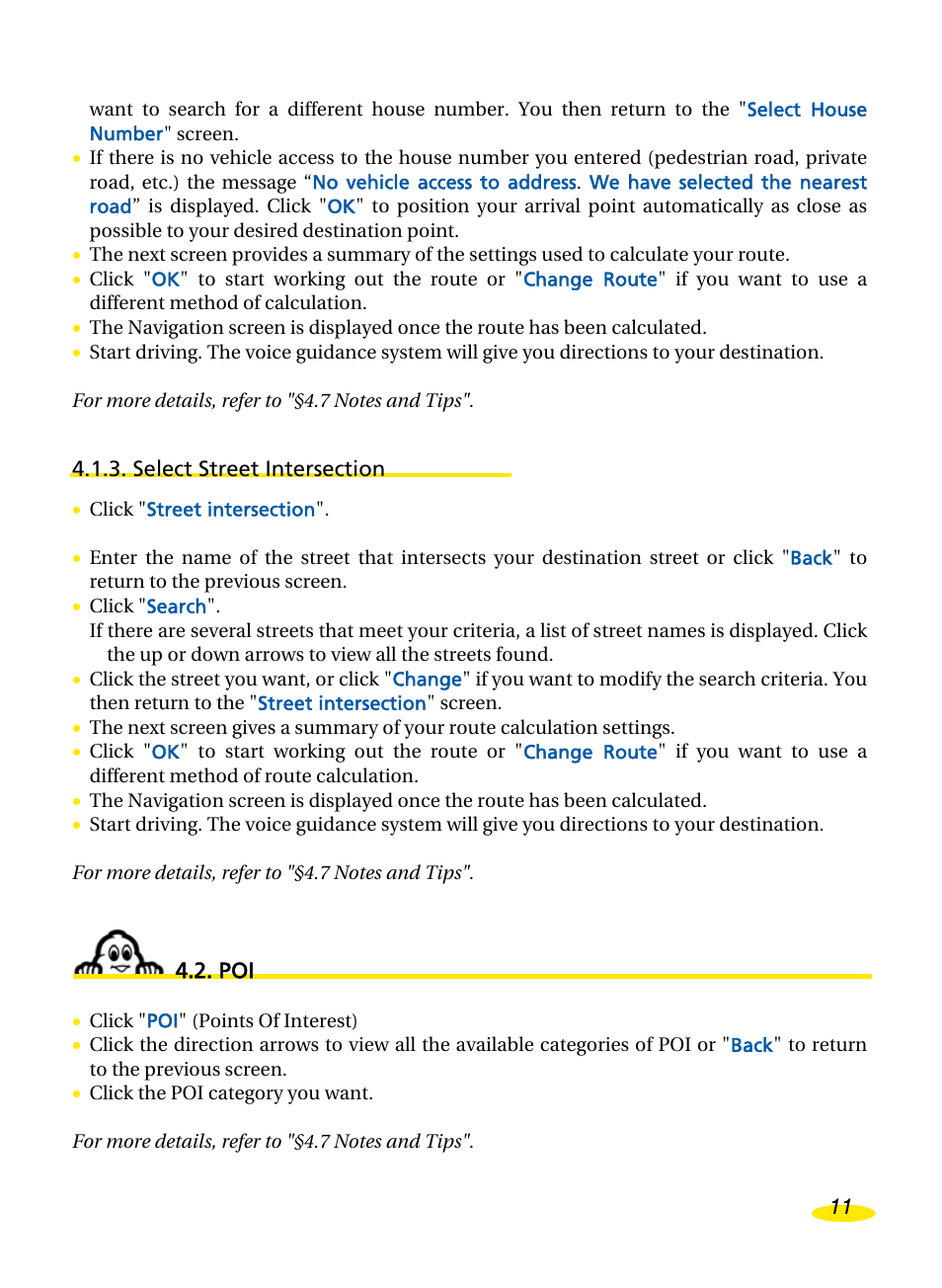 Select street intersection | Michelin Navigation User Manual | Page 15 / 89