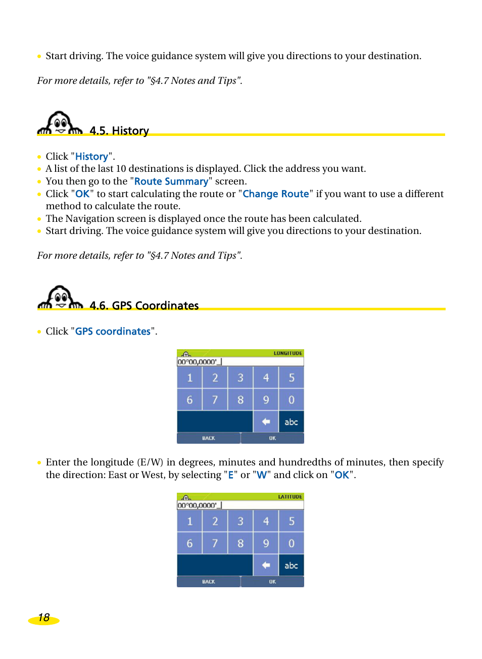 History, Gps coordinates, Istory | Gps c, Oordinates | Michelin Navigation User Manual | Page 22 / 89