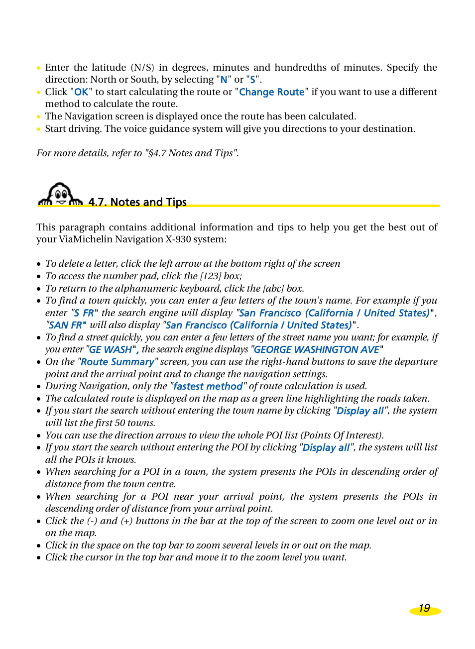 Notes and tips, Otes and | Michelin Navigation User Manual | Page 23 / 89