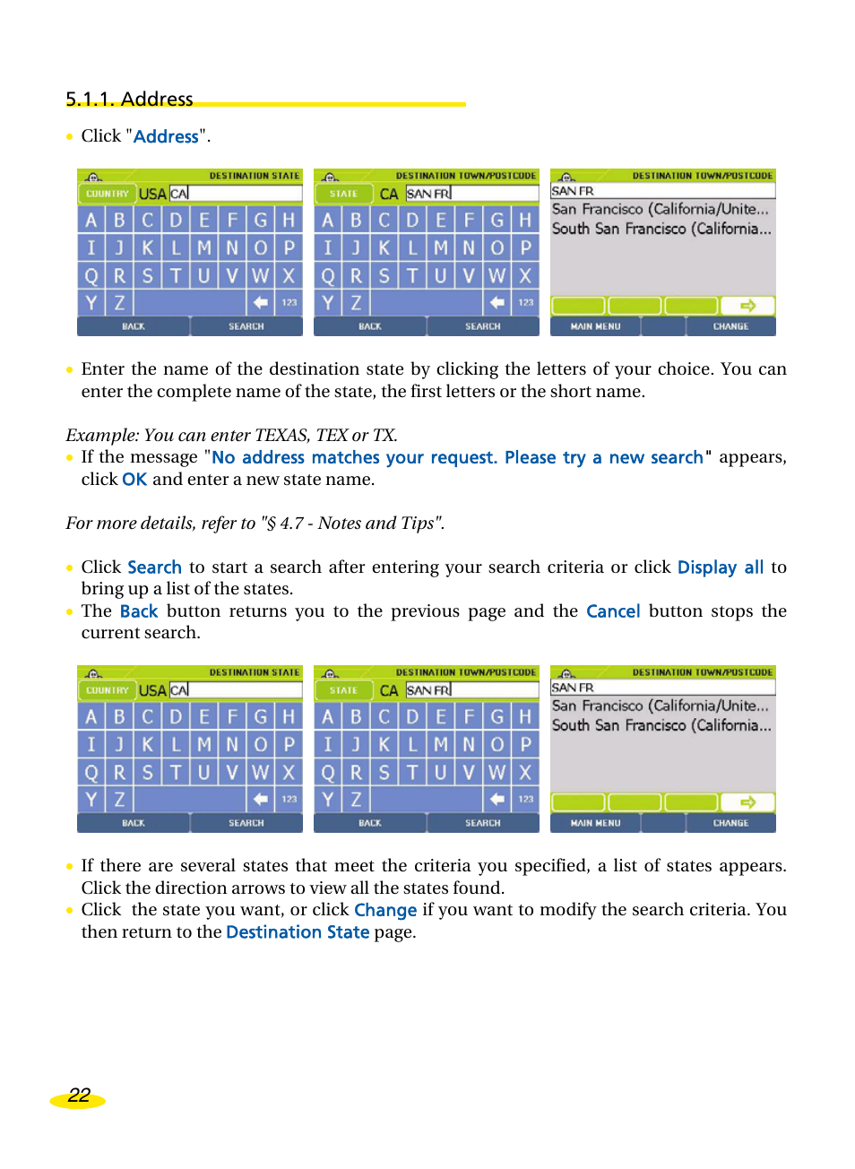 Address | Michelin Navigation User Manual | Page 26 / 89