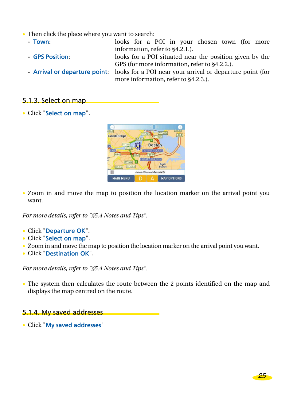 Select on map, My saved addresses | Michelin Navigation User Manual | Page 29 / 89