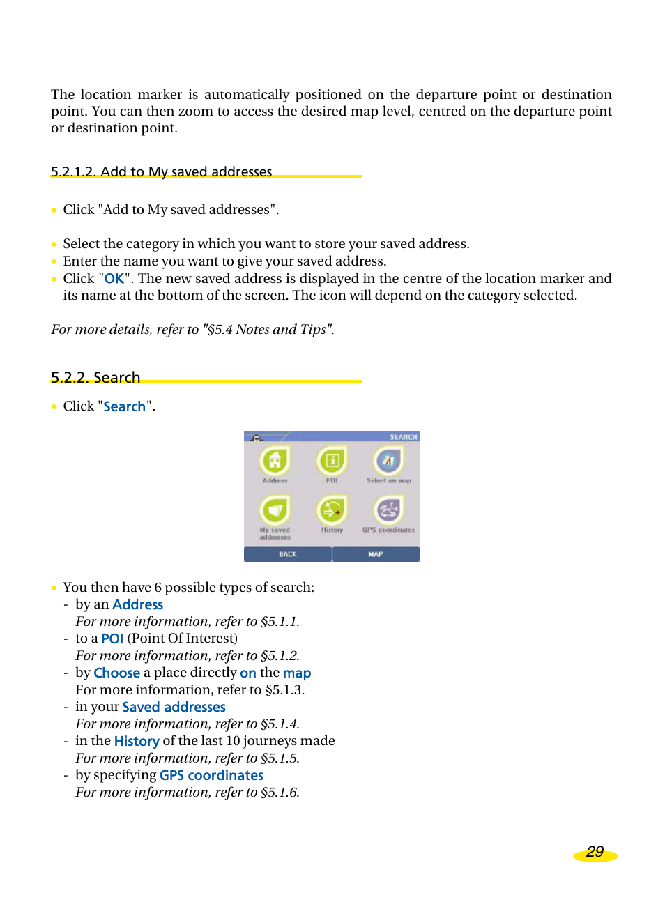 Add to my saved addresses, Search | Michelin Navigation User Manual | Page 33 / 89