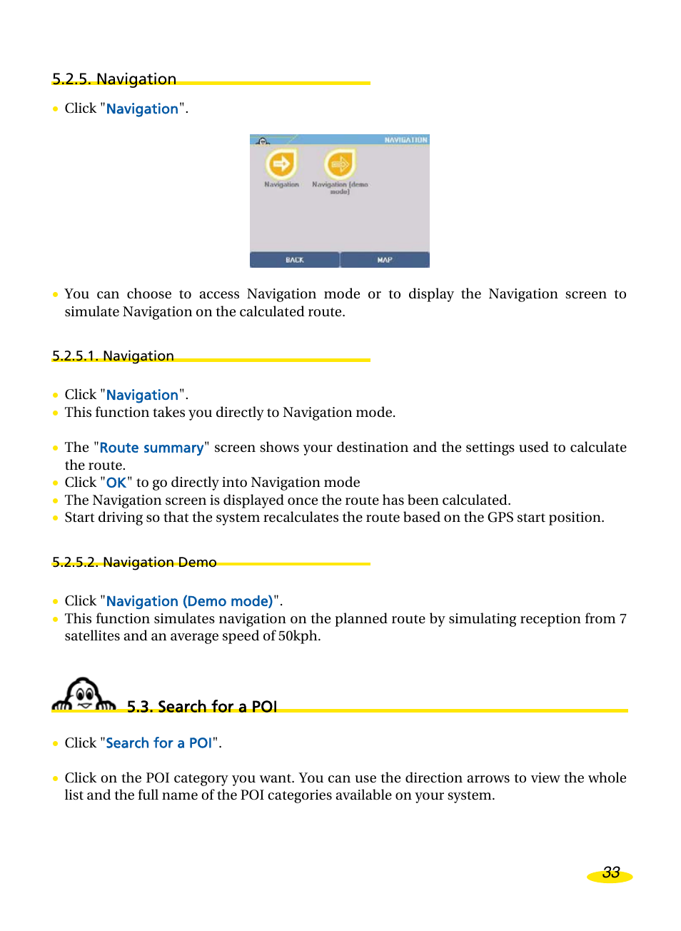 Navigation, Navigation demo, Search for a poi | Earch for a | Michelin Navigation User Manual | Page 37 / 89