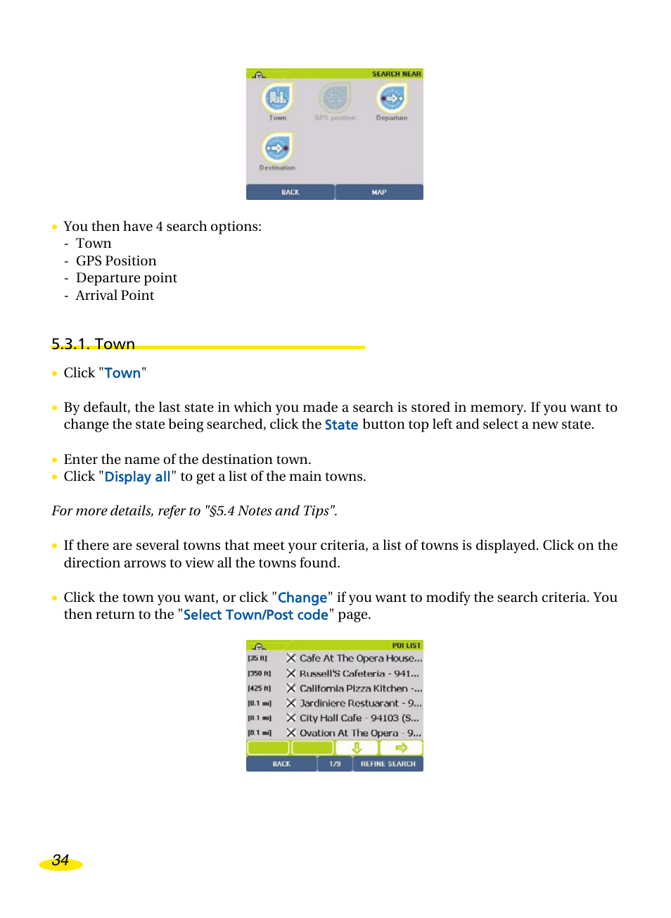 Town | Michelin Navigation User Manual | Page 38 / 89