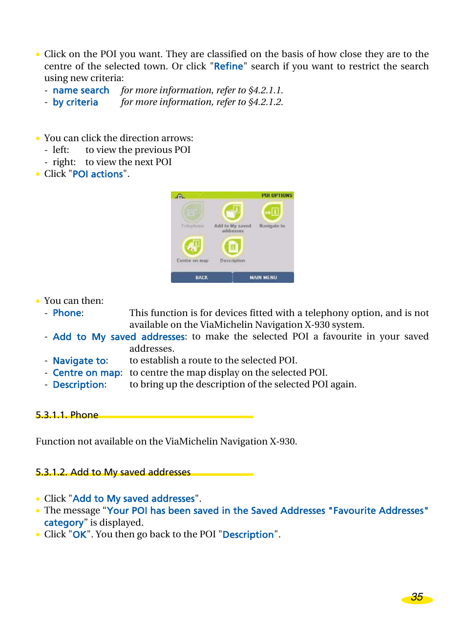 Phone, Add to my saved addresses | Michelin Navigation User Manual | Page 39 / 89
