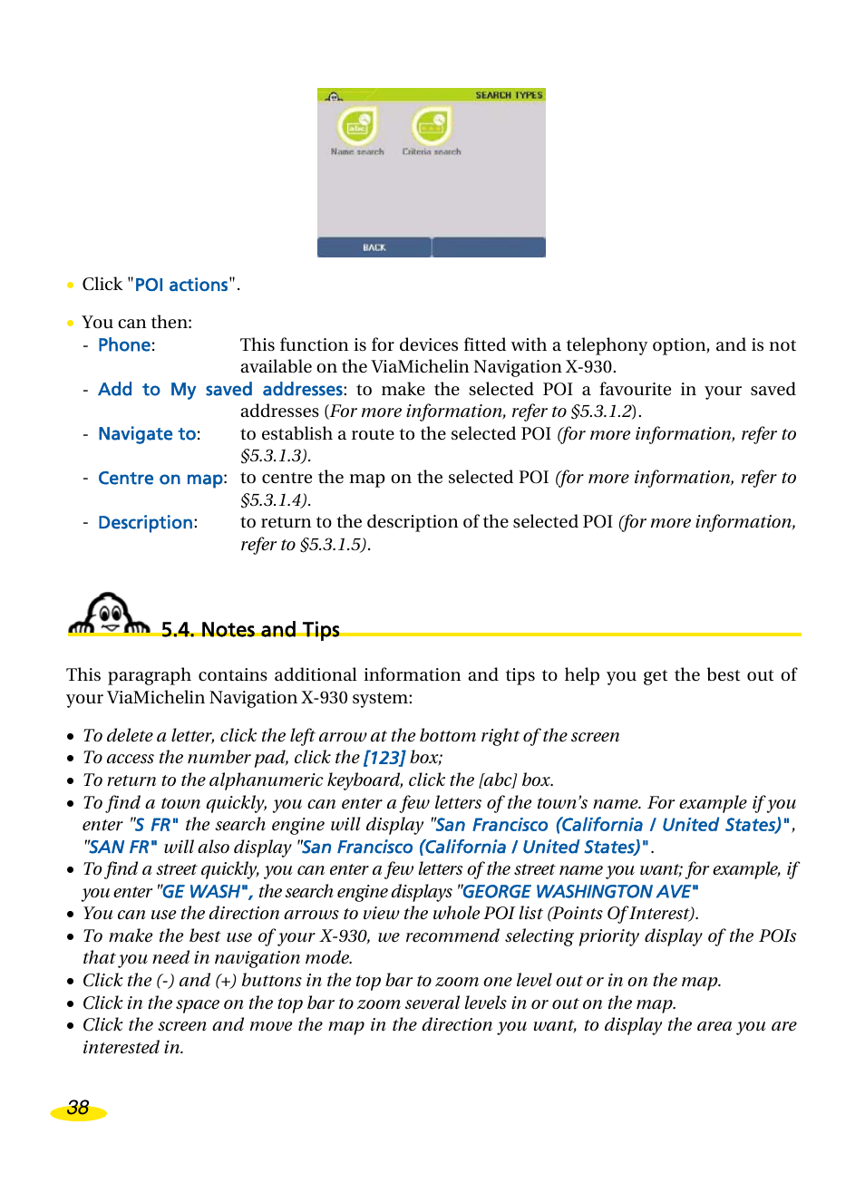 Notes and tips, Otes and | Michelin Navigation User Manual | Page 42 / 89