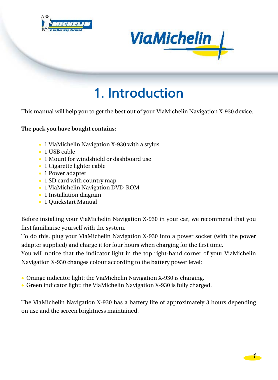 Introduction | Michelin Navigation User Manual | Page 5 / 89