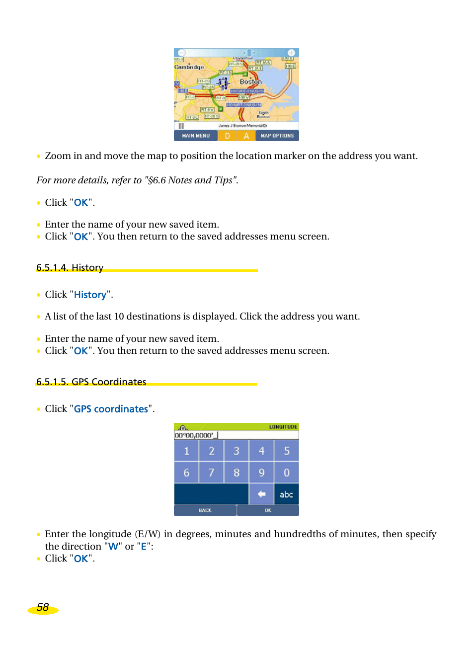 History, Gps coordinates | Michelin Navigation User Manual | Page 62 / 89