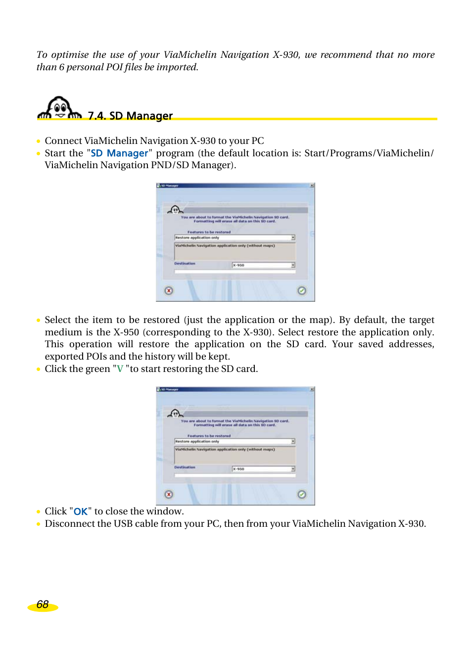 Sd manager, Sd m, Anager | Michelin Navigation User Manual | Page 72 / 89