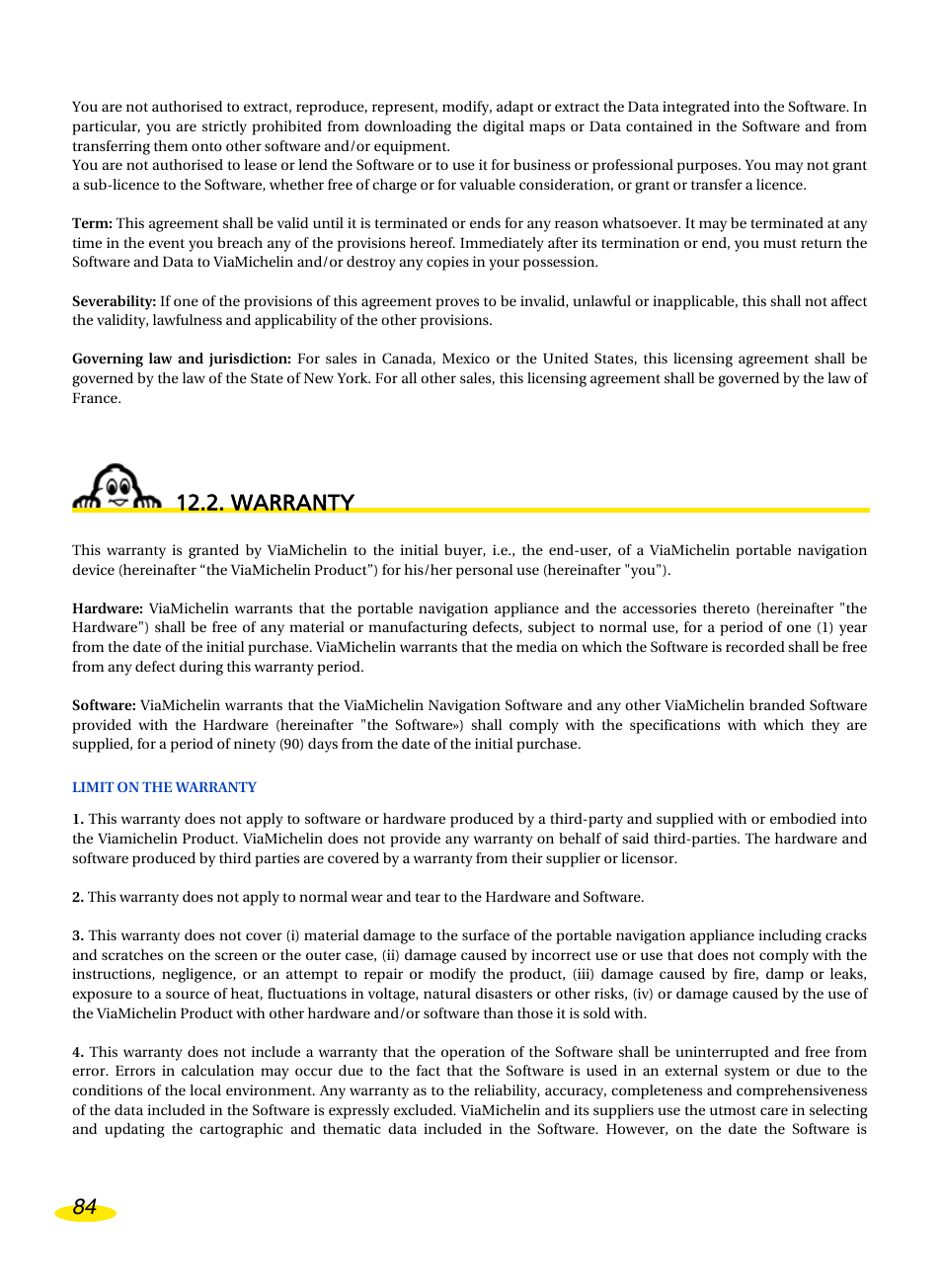 Warranty | Michelin Navigation User Manual | Page 88 / 89