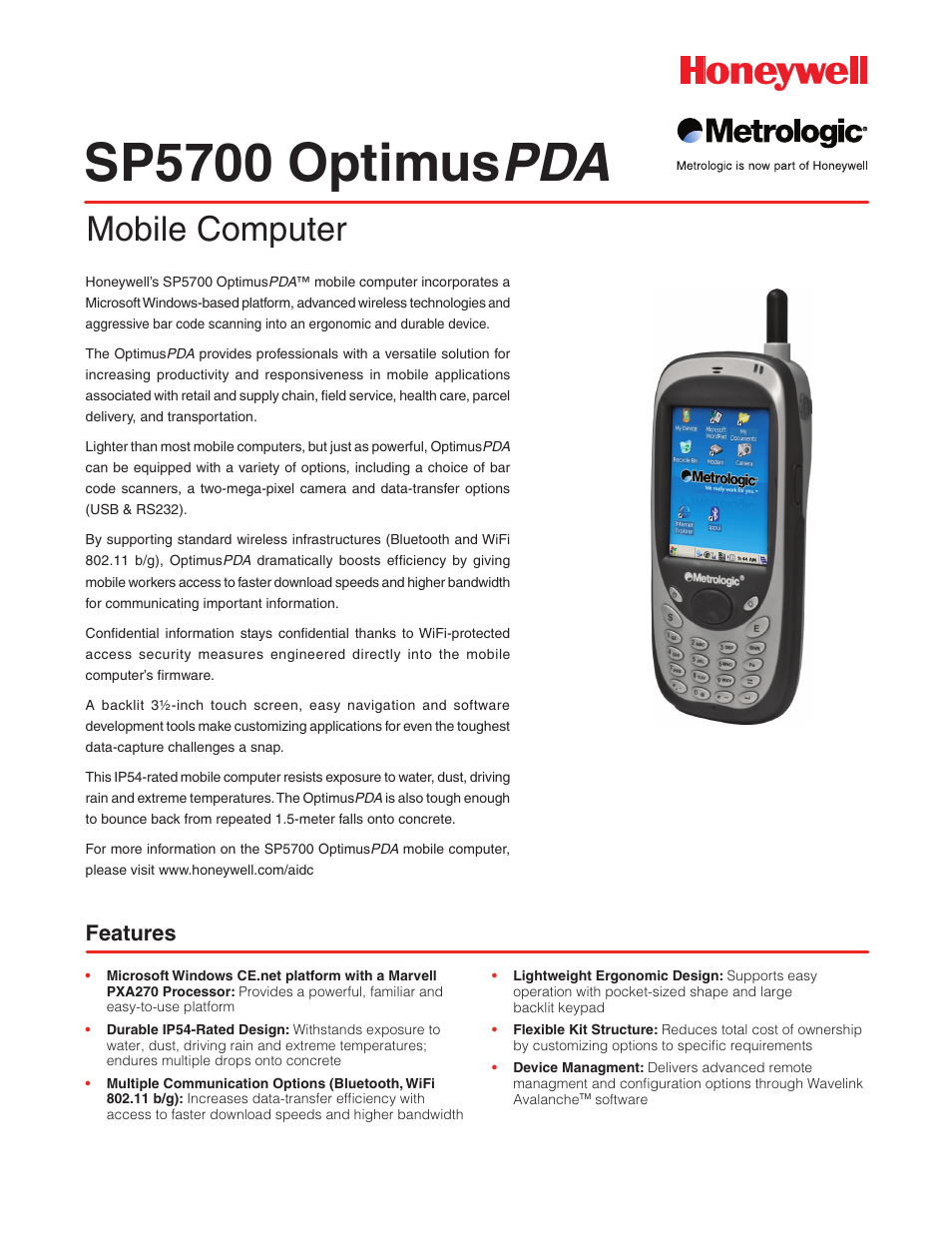 Metrologic Instruments SP5700 User Manual | 2 pages