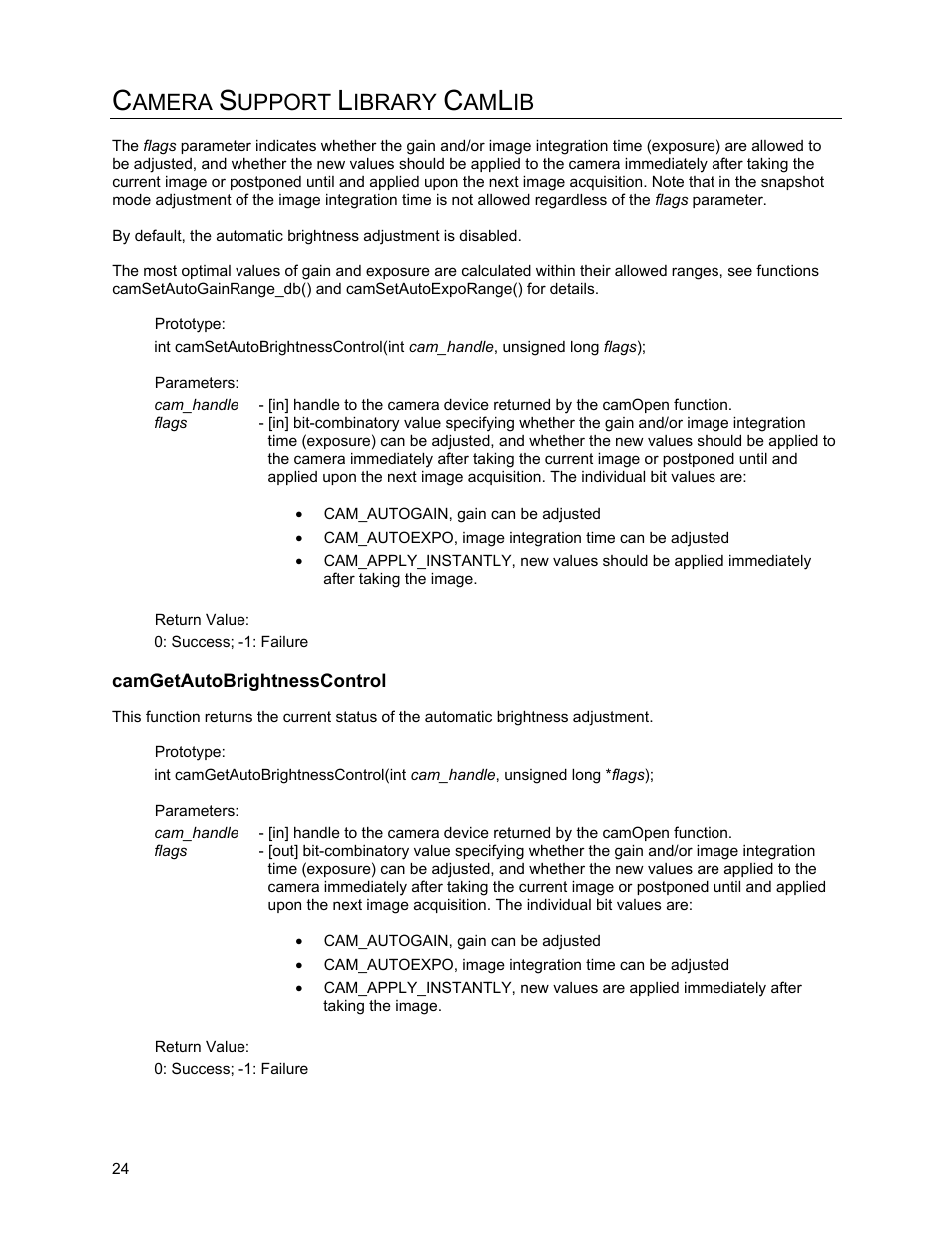 Camgetautobrightnesscontrol, Amera, Upport | Ibrary | Metrologic Instruments IS4910 Series User Manual | Page 30 / 42