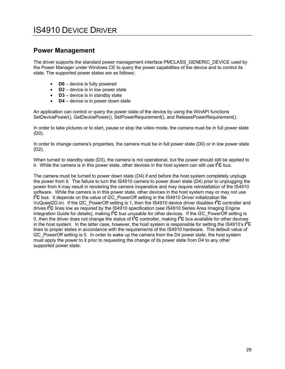 Power management, Is4910, Evice | River | Metrologic Instruments IS4910 Series User Manual | Page 35 / 42