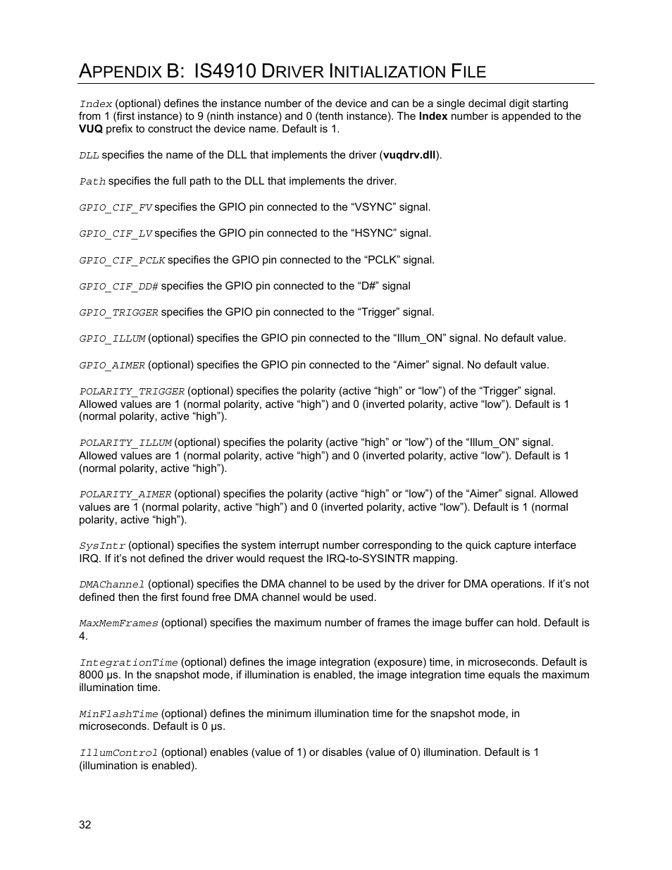 Is4910, Ppendix, River | Nitialization | Metrologic Instruments IS4910 Series User Manual | Page 38 / 42