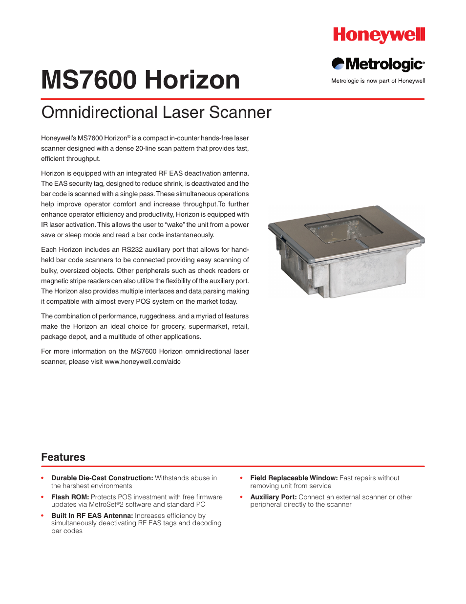 Metrologic Instruments MS7600 User Manual | 2 pages