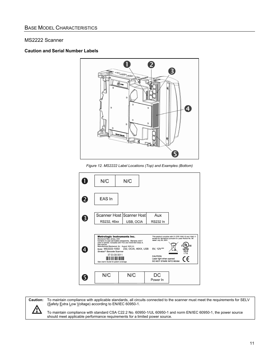Caution and serial number labels | Metrologic Instruments StratosS MS2222 User Manual | Page 15 / 68