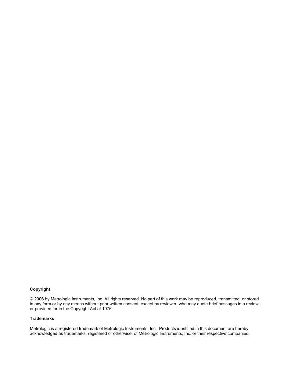 Copyright | Metrologic Instruments StratosS MS2222 User Manual | Page 2 / 68