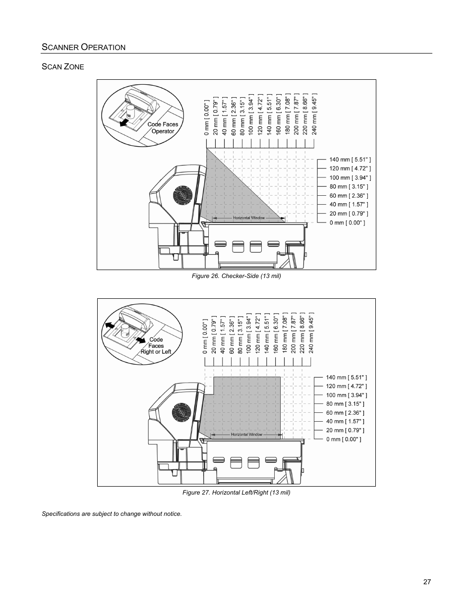 Scanner operation, Scan zone, Canner | Peration | Metrologic Instruments StratosS MS2222 User Manual | Page 31 / 68
