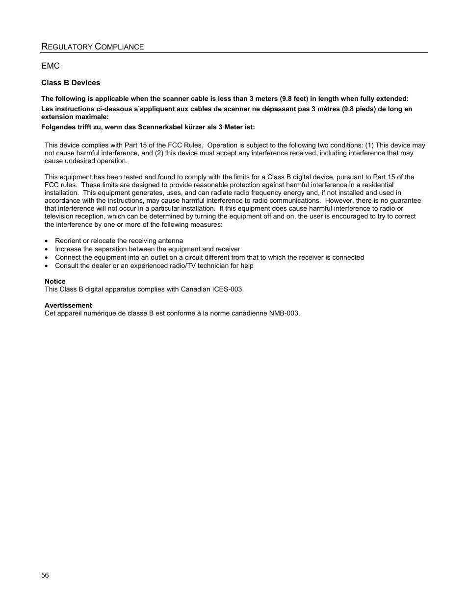 Class b devices | Metrologic Instruments StratosS MS2222 User Manual | Page 60 / 68