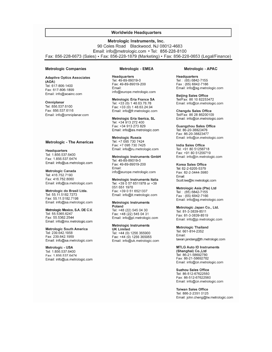 Metrologic Instruments StratosS MS2222 User Manual | Page 65 / 68