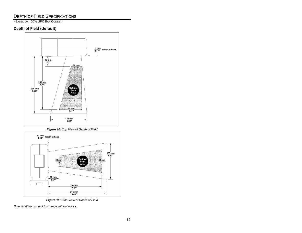 Depth of field specifications | Metrologic Instruments ARGUSSCANTM MS7220 User Manual | Page 23 / 52