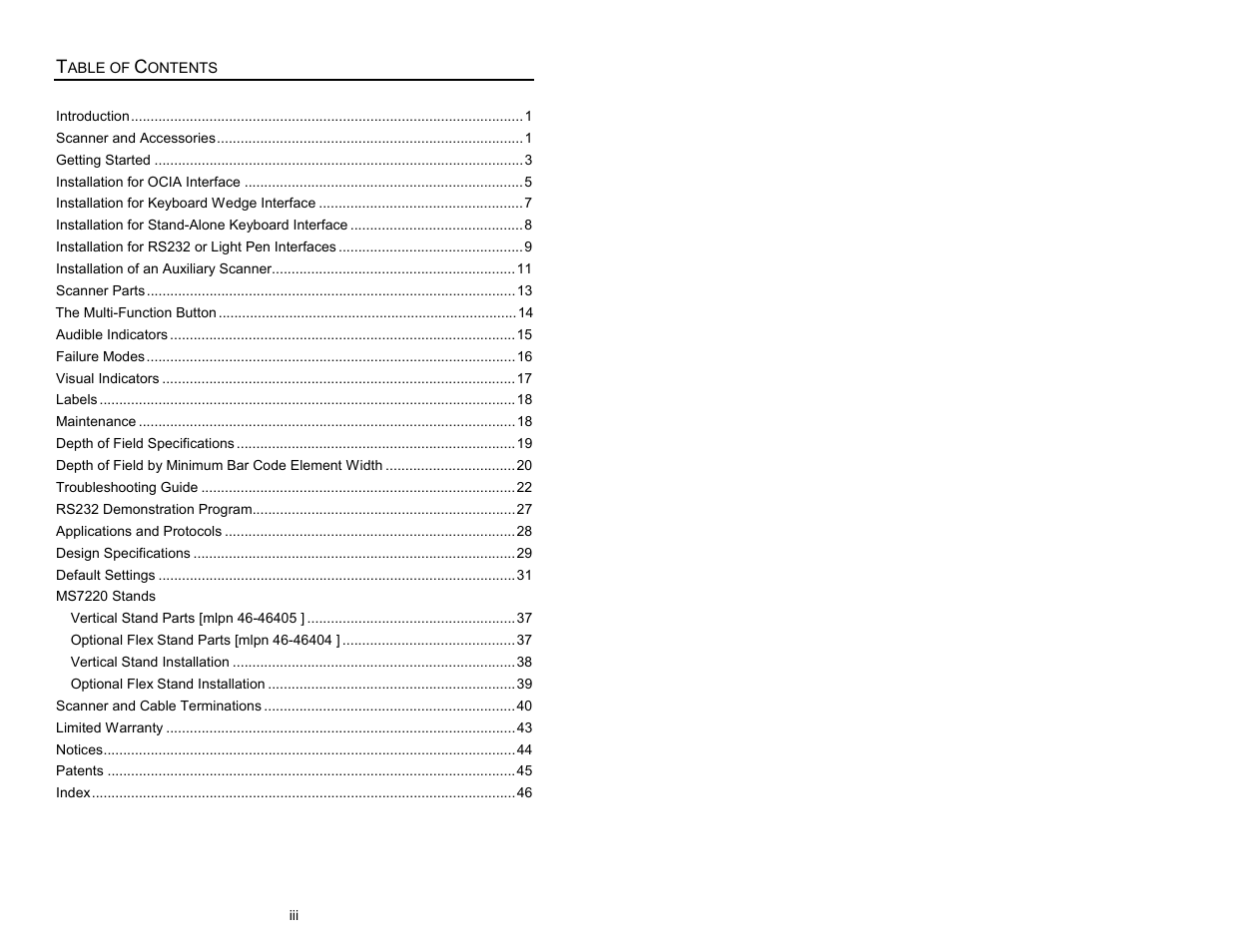Metrologic Instruments ARGUSSCANTM MS7220 User Manual | Page 4 / 52