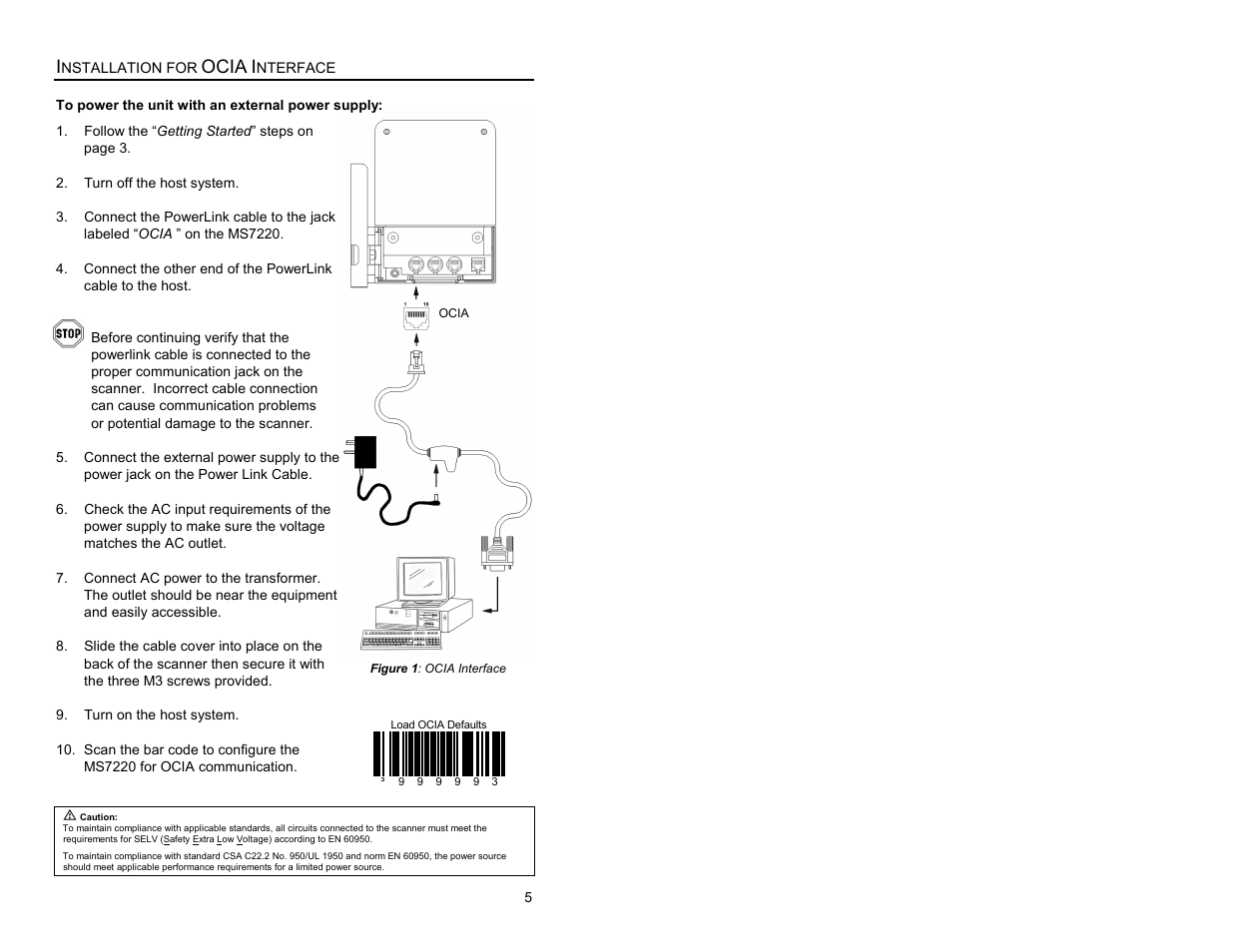 Installation, For ocia interface, Installation for ocia interface | Ocia | Metrologic Instruments ARGUSSCANTM MS7220 User Manual | Page 9 / 52