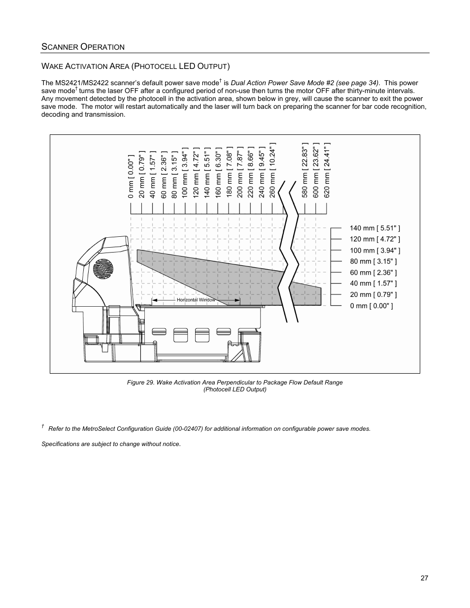 Wake activation area (photocell led output) | Metrologic Instruments MS2421 User Manual | Page 31 / 66