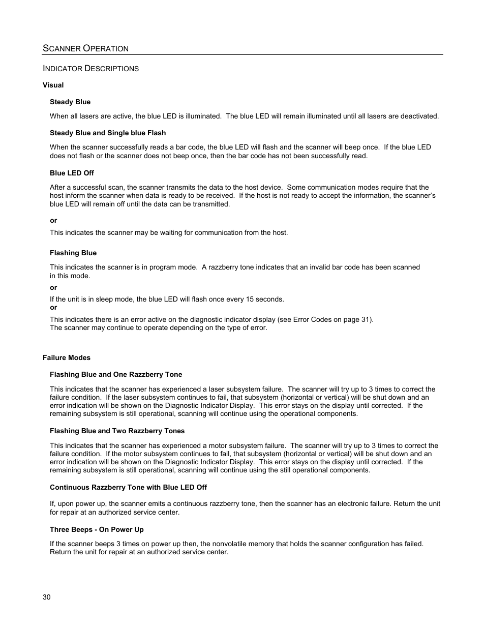 Failure modes | Metrologic Instruments MS2421 User Manual | Page 34 / 66