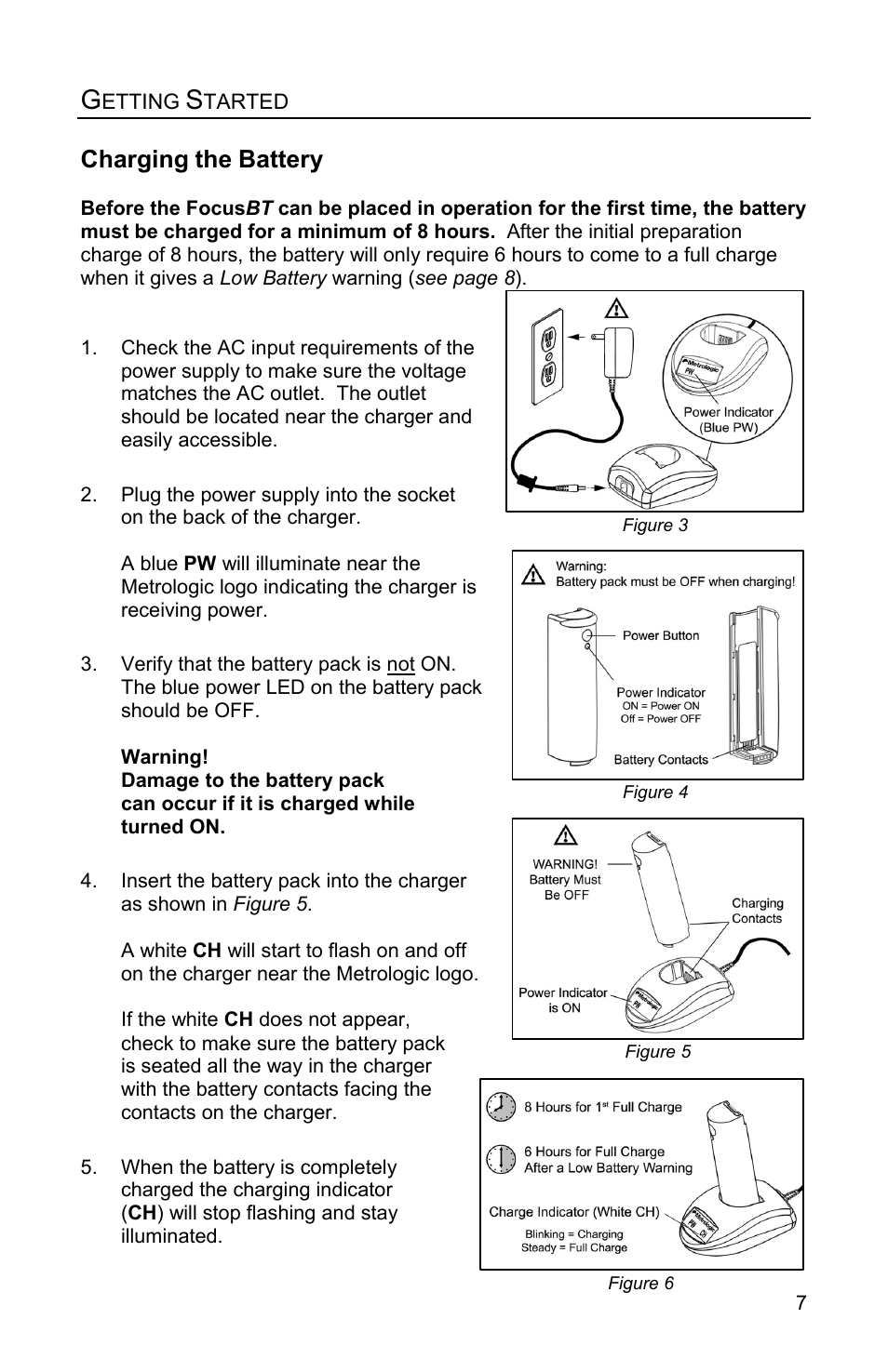 Charging the battery | Metrologic Instruments FocusBT MS1633 User Manual | Page 11 / 52