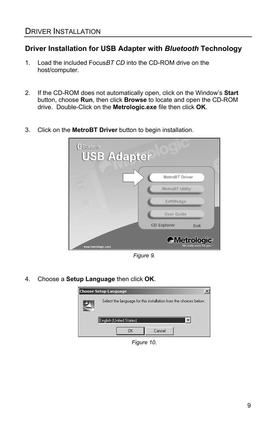 Driver installation | Metrologic Instruments FocusBT MS1633 User Manual | Page 13 / 52