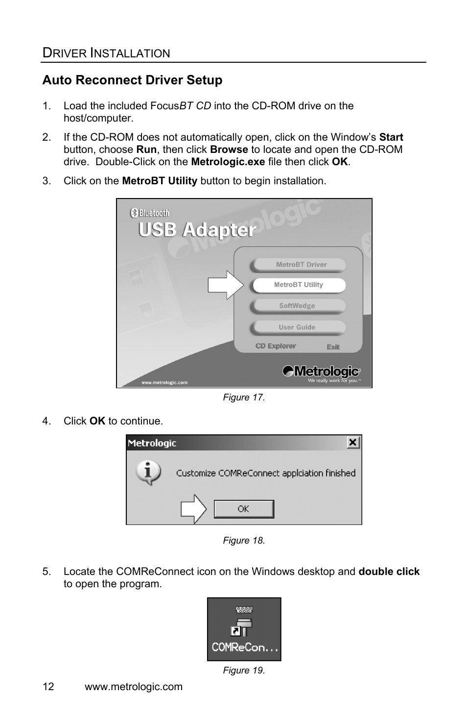 Auto reconnect driver setup | Metrologic Instruments FocusBT MS1633 User Manual | Page 16 / 52