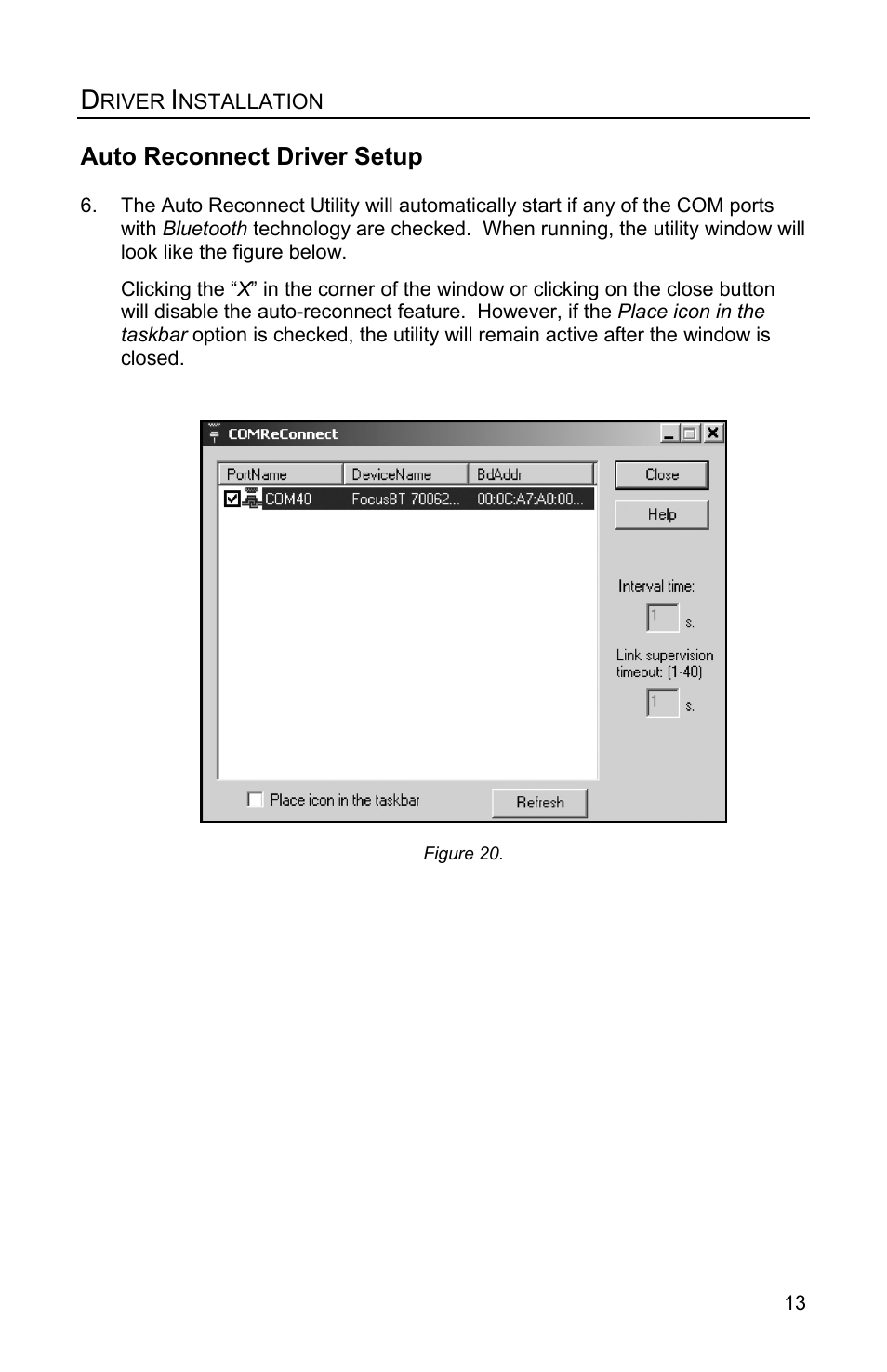 Auto reconnect driver setup | Metrologic Instruments FocusBT MS1633 User Manual | Page 17 / 52