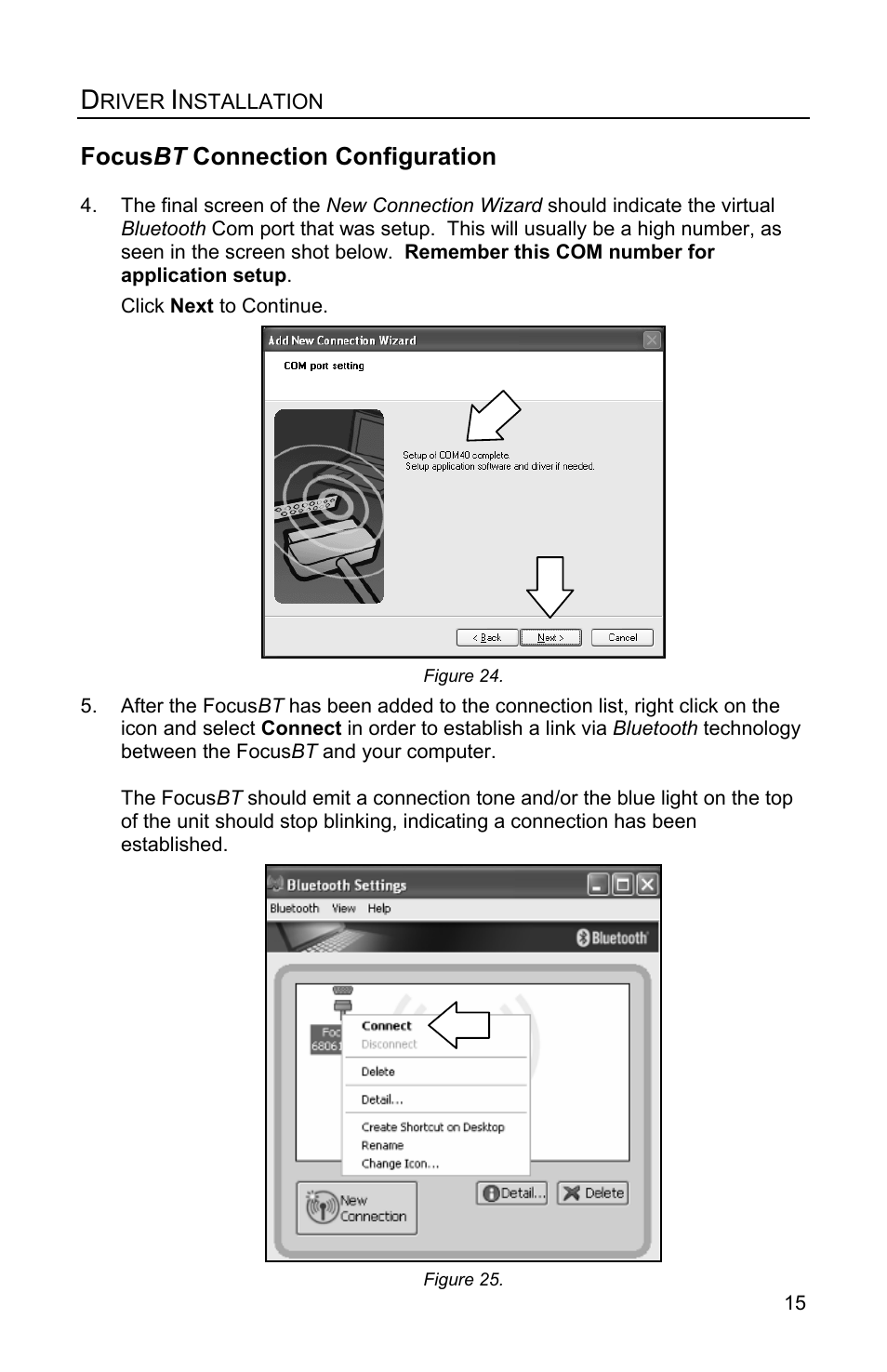 Focus bt connection configuration | Metrologic Instruments FocusBT MS1633 User Manual | Page 19 / 52