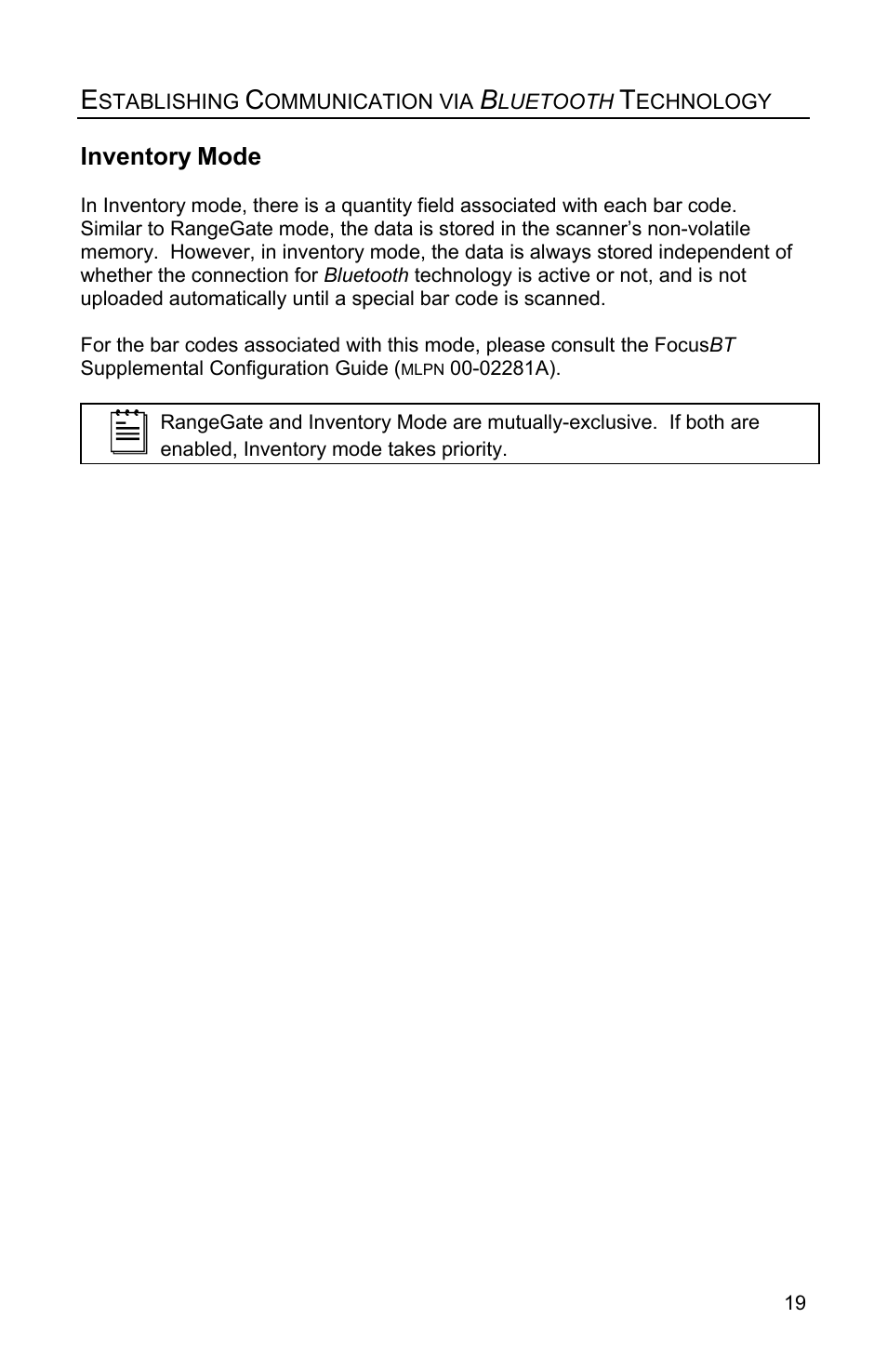 Inventory mode | Metrologic Instruments FocusBT MS1633 User Manual | Page 23 / 52