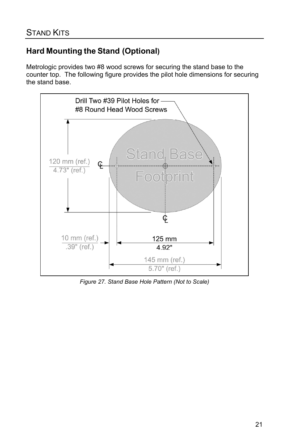 Hard mounting the stand | Metrologic Instruments FocusBT MS1633 User Manual | Page 25 / 52