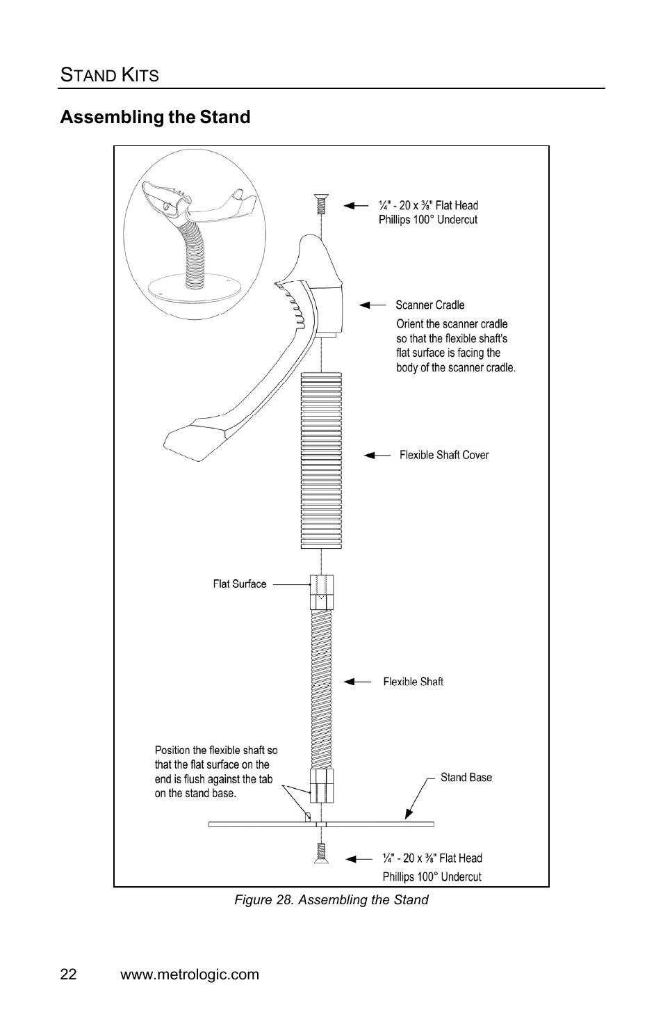 Assembling the stand, Assembling, Stand | Metrologic Instruments FocusBT MS1633 User Manual | Page 26 / 52