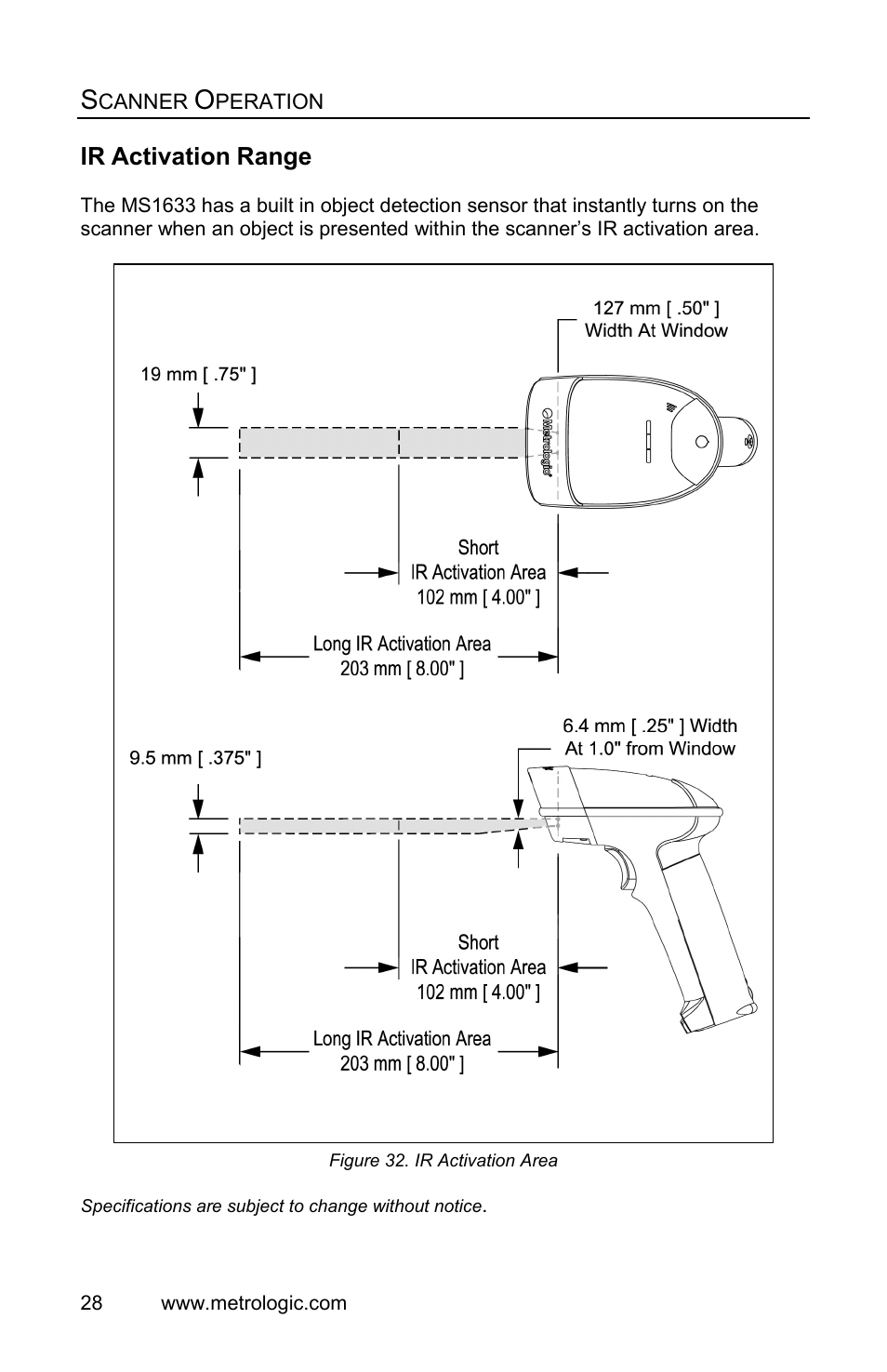 Ir activation range | Metrologic Instruments FocusBT MS1633 User Manual | Page 32 / 52