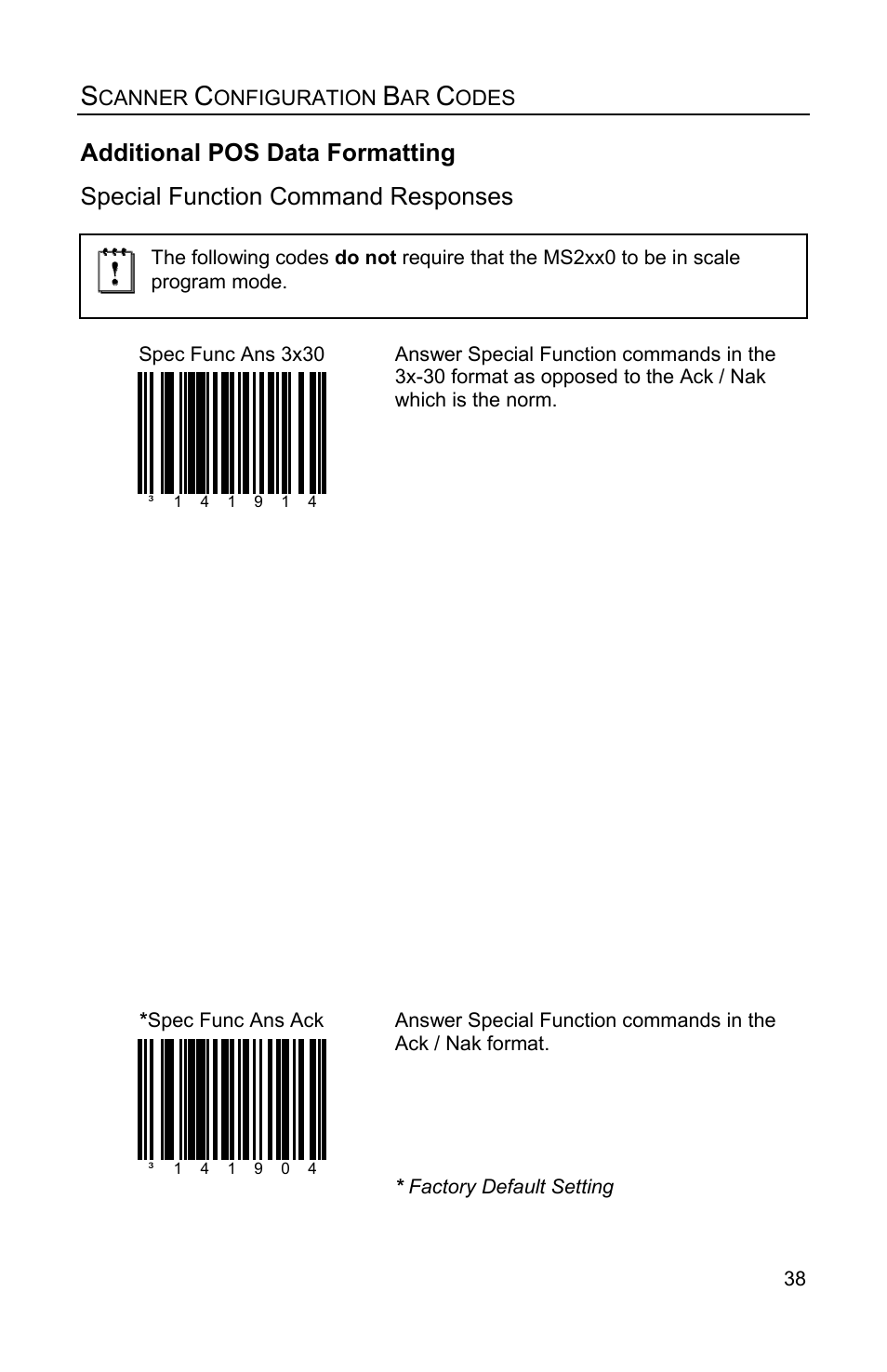 Special function command responses, Additional pos data formatting | Metrologic Instruments Stratos MS2xxx Series User Manual | Page 43 / 88