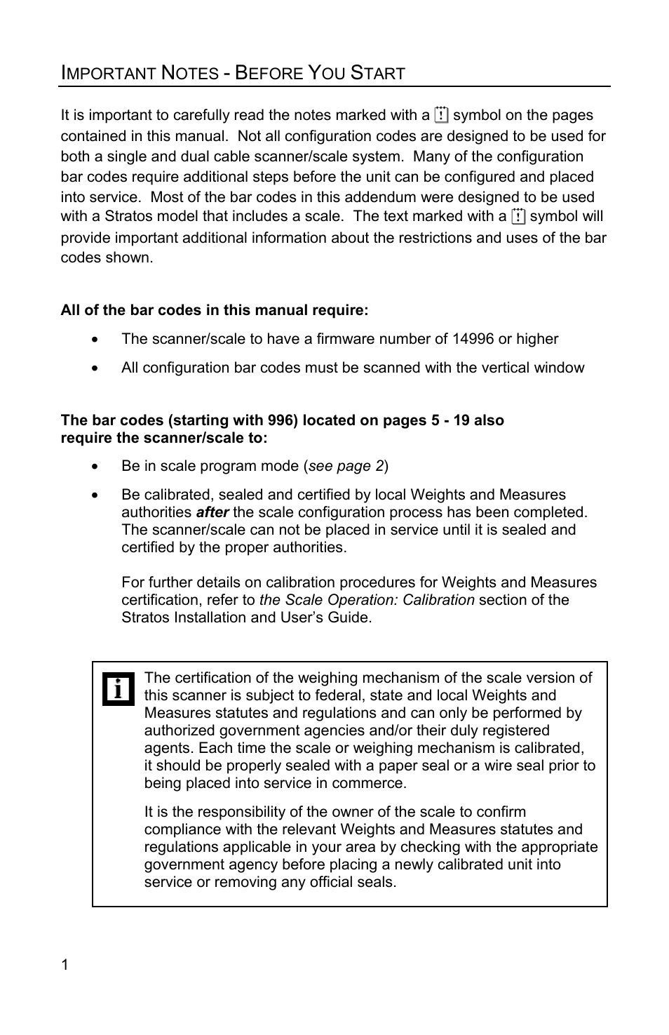 Important notes - before you start | Metrologic Instruments Stratos MS2xxx Series User Manual | Page 6 / 88